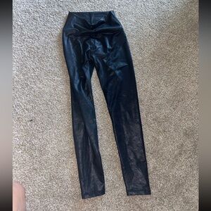 Aerie Black Faux Shine Leather Leggings Pants